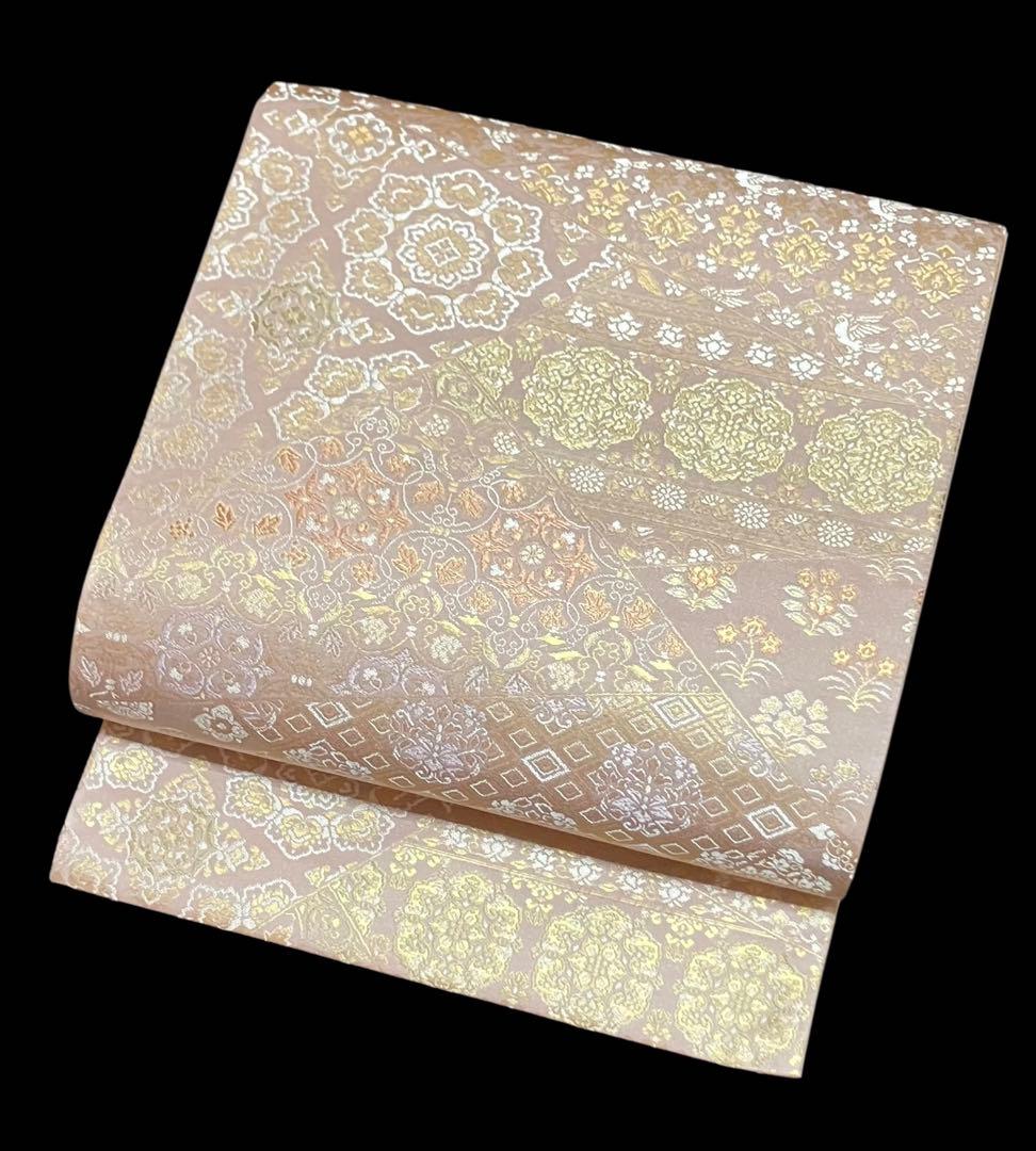 箔屋清兵衛 陰山織物 袋帯 六通柄 正絹 華文 美品 イ6503