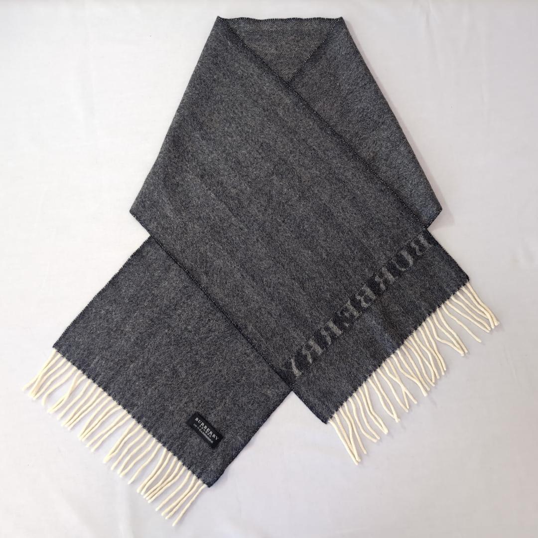 カシミヤ100% BURBERRY マフラー グレー 28×130 d130