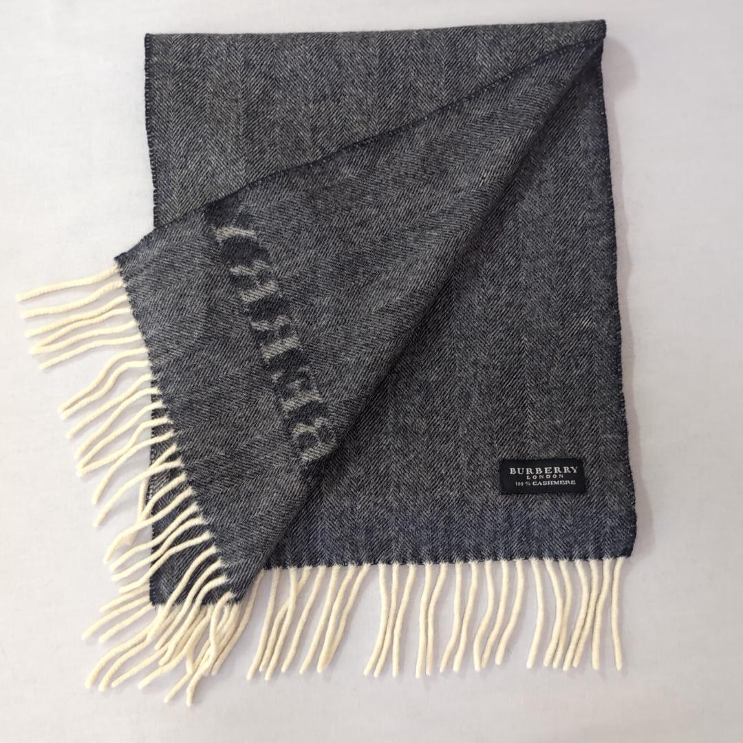 カシミヤ100% BURBERRY マフラー グレー 28×130 d130