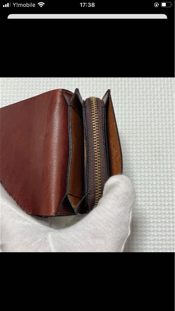 未使用　SLOW スロウ　レザー二つ折り財布　ダークブラウン　濃茶　ミニ財布