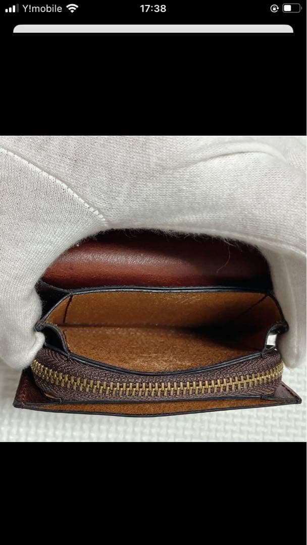未使用　SLOW スロウ　レザー二つ折り財布　ダークブラウン　濃茶　ミニ財布
