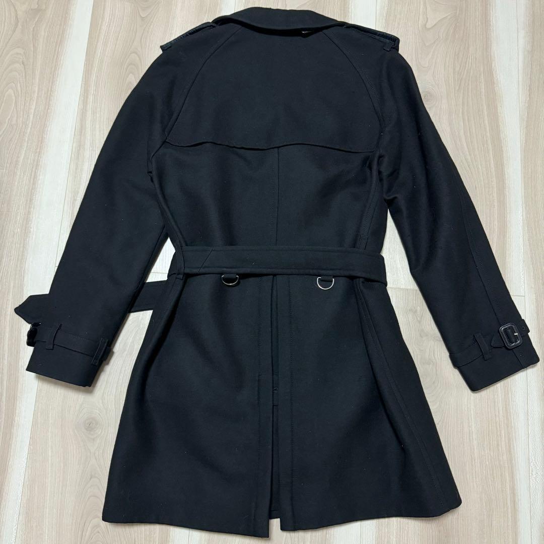 美品 バーバリーロンドン 最高級 裏地チェック ブラック ウールコート