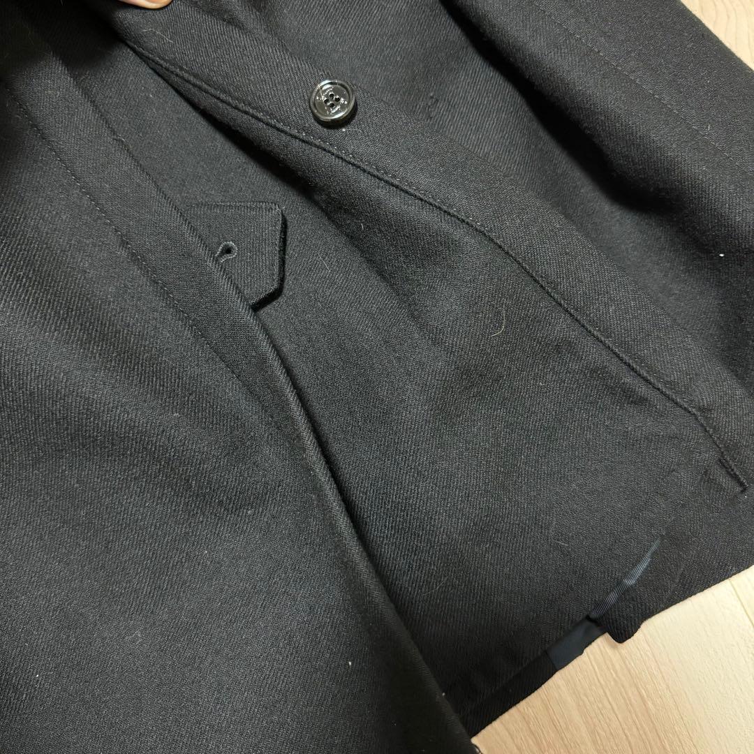 美品 バーバリーロンドン 最高級 裏地チェック ブラック ウールコート