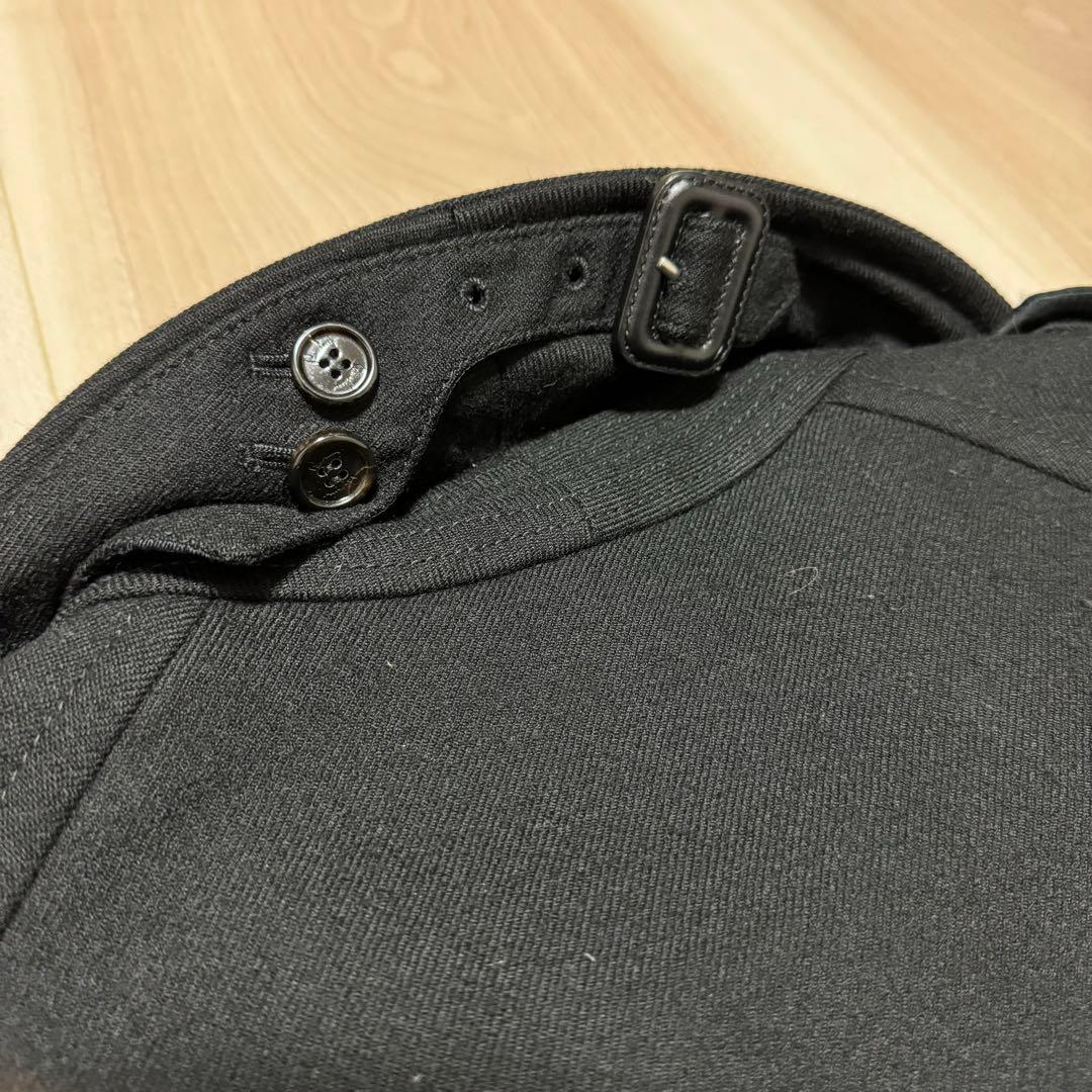 美品 バーバリーロンドン 最高級 裏地チェック ブラック ウールコート