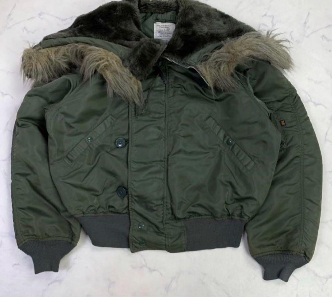 90s USA製 アルファ N-2B フライトジャケット カーキ L