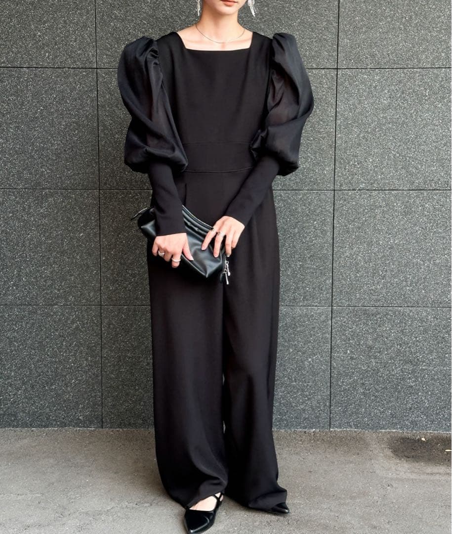 新品 セレクトモカ select MOCA シアーパフスリーブオールインワン