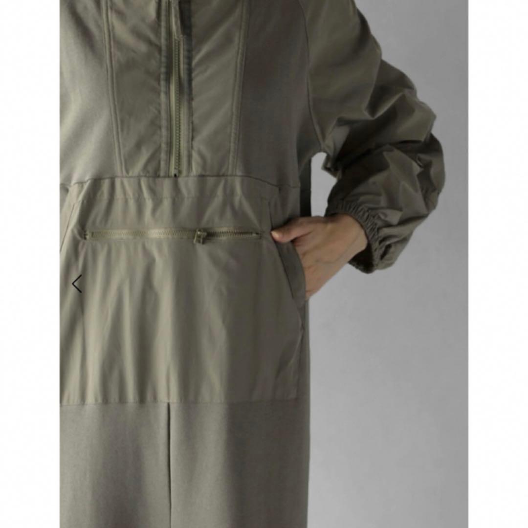 LASUD 異素材ギャザースリーブマーメイドワンピース　フード付き