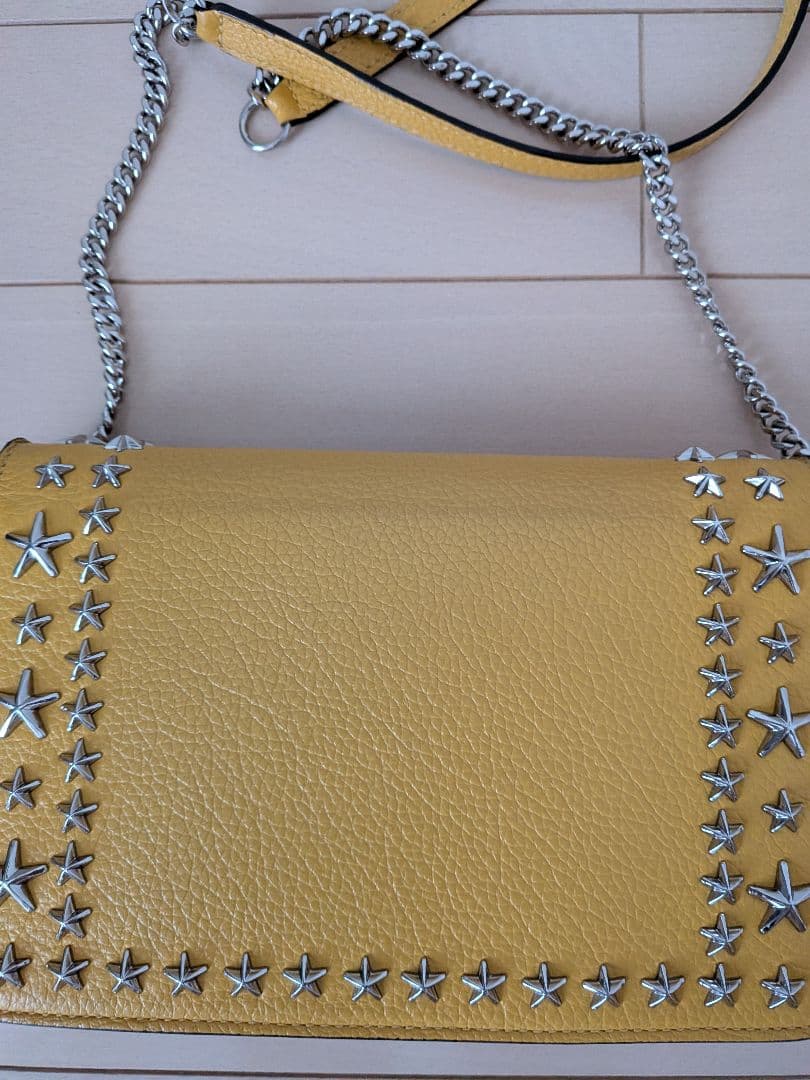 JIMMY CHOO イエロー スタースタッズ ショルダーバッグ