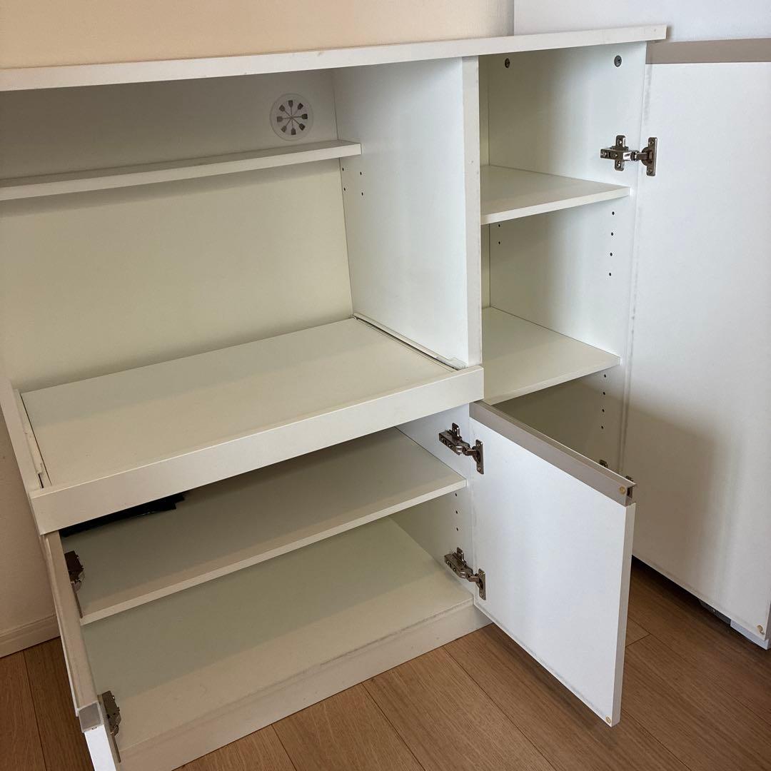 ひまわりホワイト レンジボード 可動棚付き