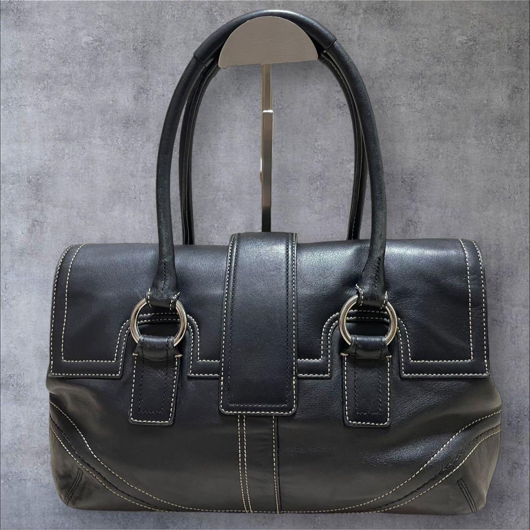 COACH SOHO ソーホー ペブルドレザー サッチェル バッグ 肩掛け 黒