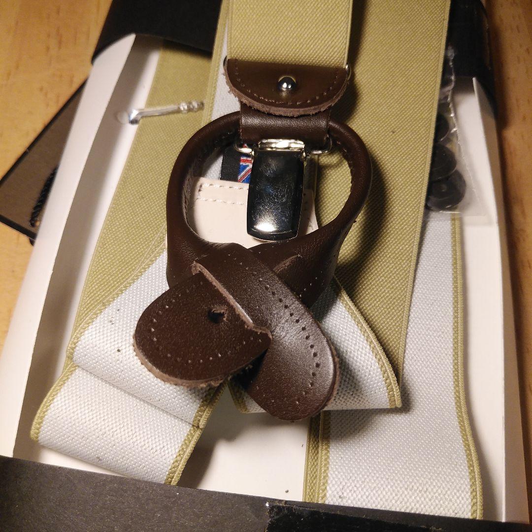 【新品未使用】五大陸＋アルバートサーストン　サスペンダー　ベージュ　英国製