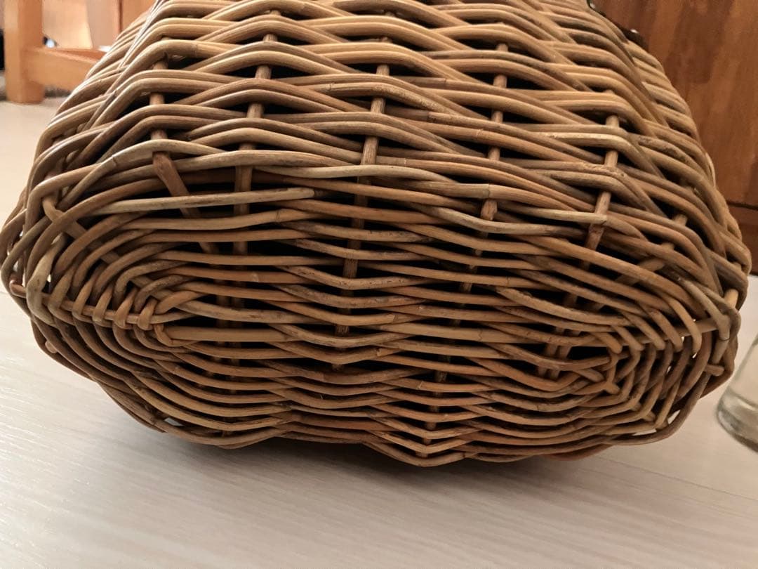 美品エバゴス ebagos＊2本編みバッグ＊ラビットファー被せ付き