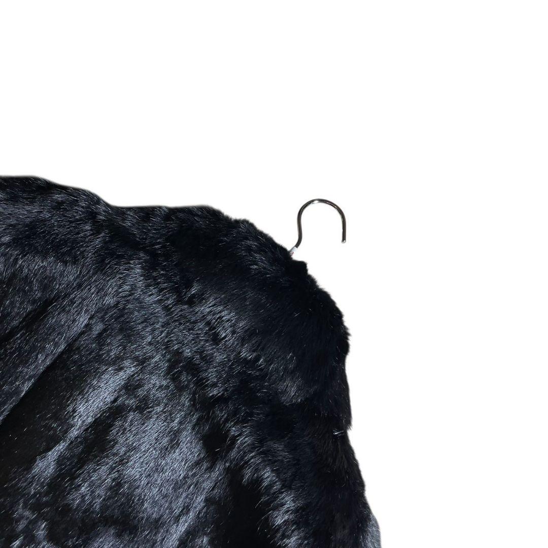 肉厚◎美品✨ブラックミンク 本毛皮 ミンクファーコート 貂 着丈76cm 黒