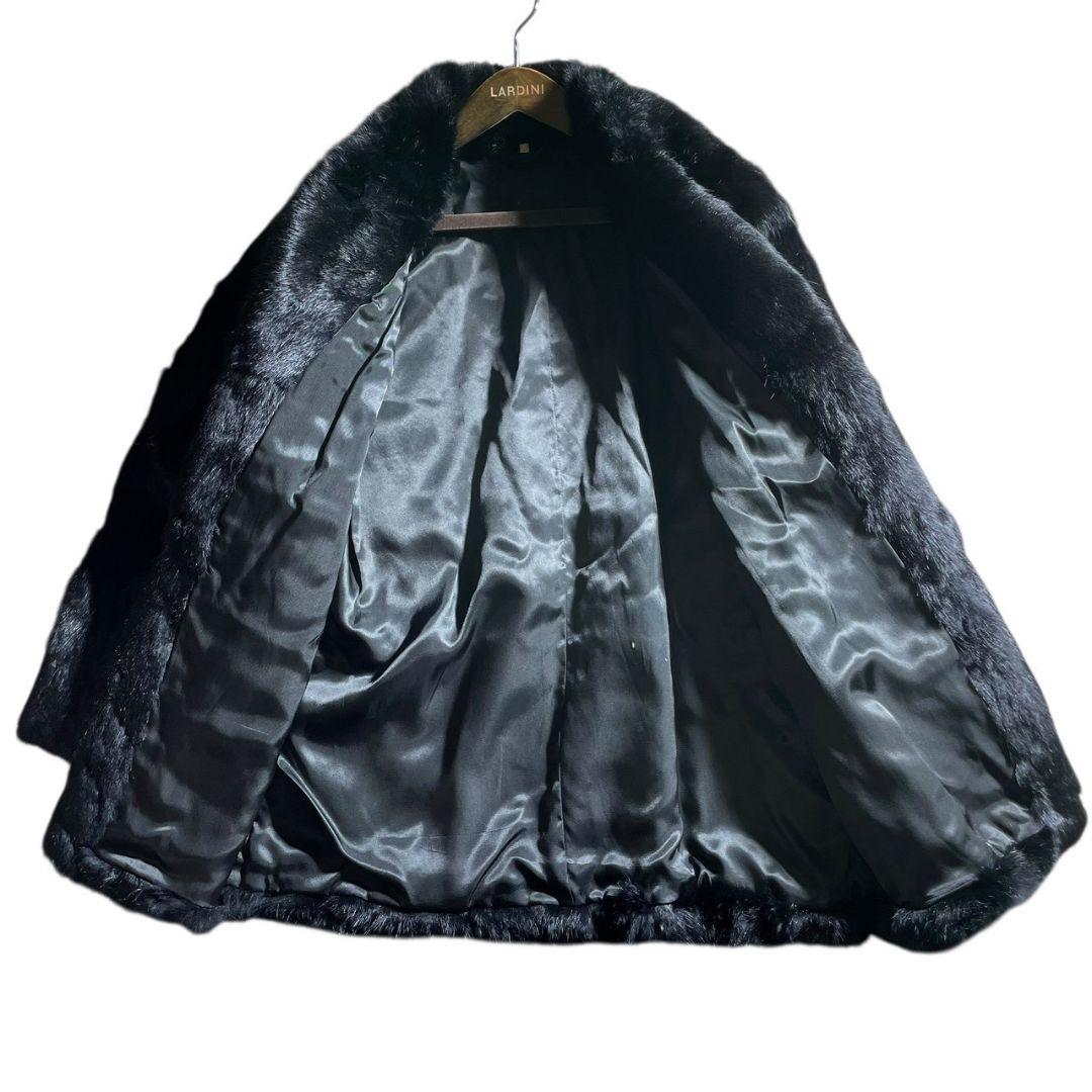 肉厚◎美品✨ブラックミンク 本毛皮 ミンクファーコート 貂 着丈76cm 黒
