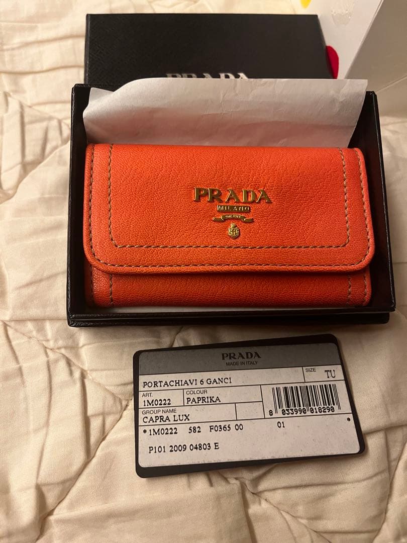 PRADA PORTACHIAVI 6 GANC1 オレンジキーケース⭐︎新品⭐︎