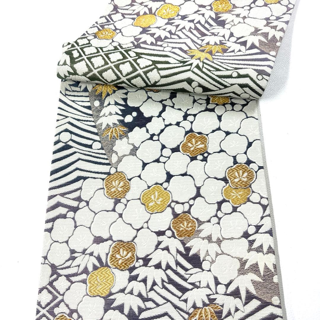 専用帯6127 ●高級 正絹 六通 袋帯 竹 梅