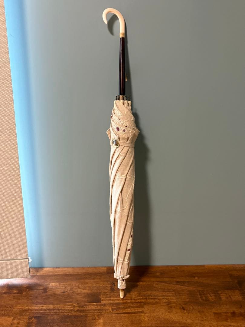 イイダ傘店　日傘　ぶどうパン柄　刺繍　シミ・カケあり