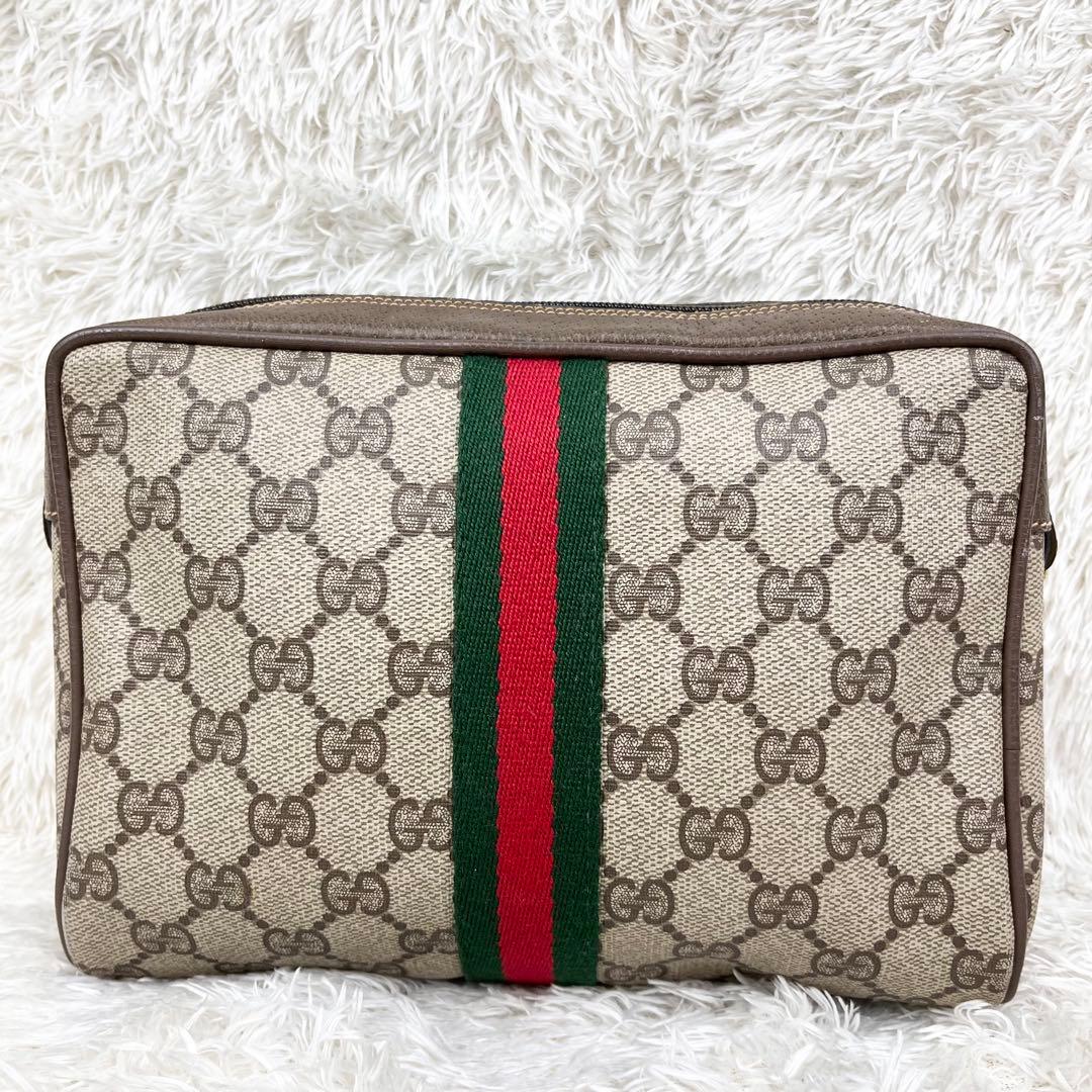 【美品】オールドグッチ シェリーライン GGスプリーム クラッチバッグ