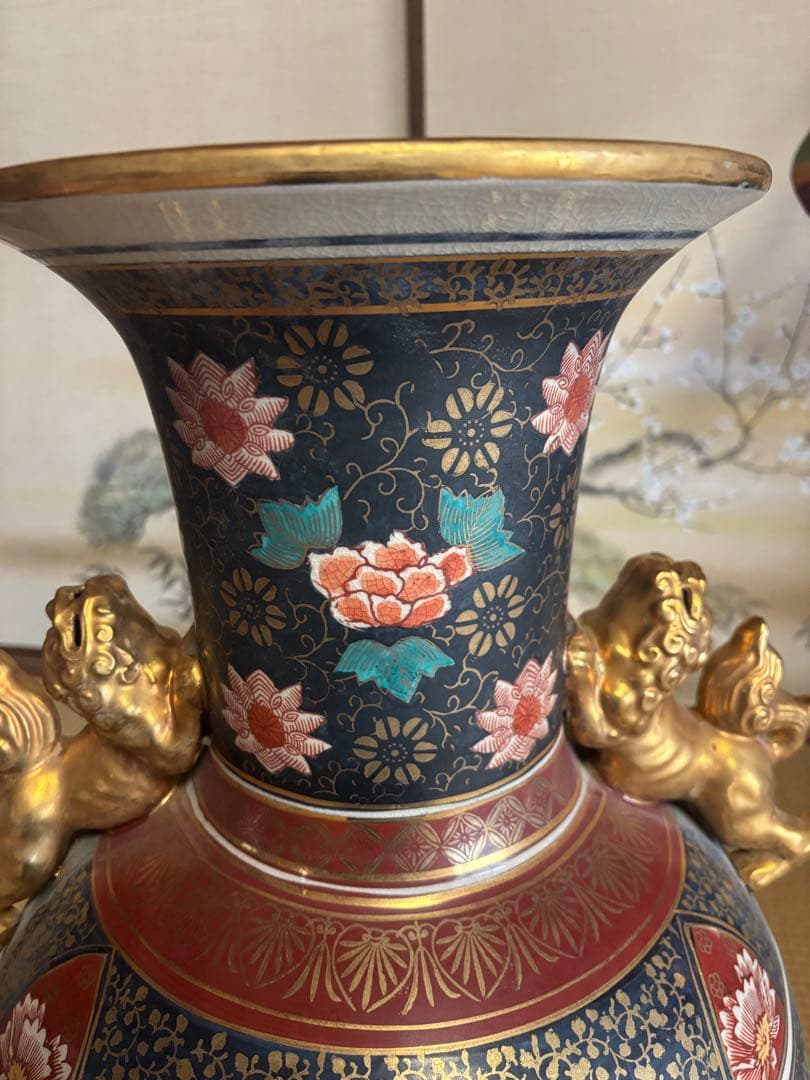 【九谷焼陶正造‼️】大花瓶　大壷　飾壷花瓶 花器 骨董品 飾壺 置物 壺 古美術品