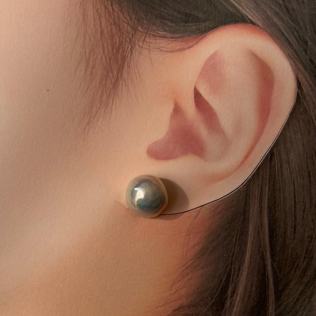 バロックパールピアスメタリックドロップ