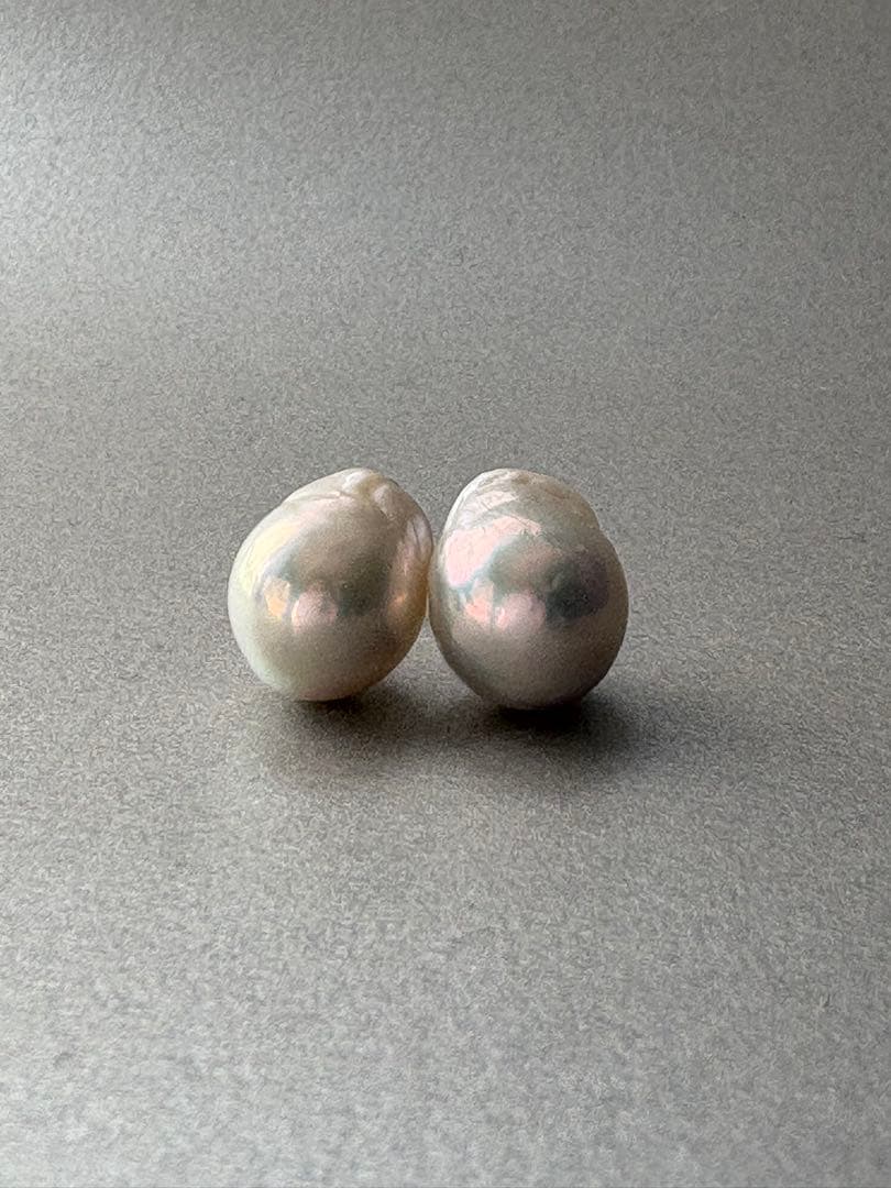 バロックパールピアスメタリックドロップ