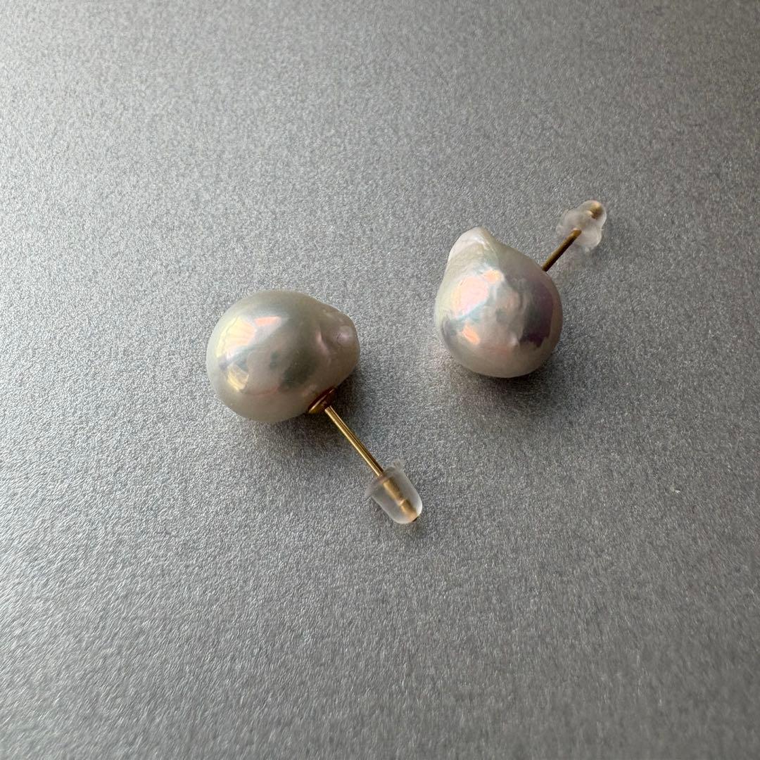 バロックパールピアスメタリックドロップ