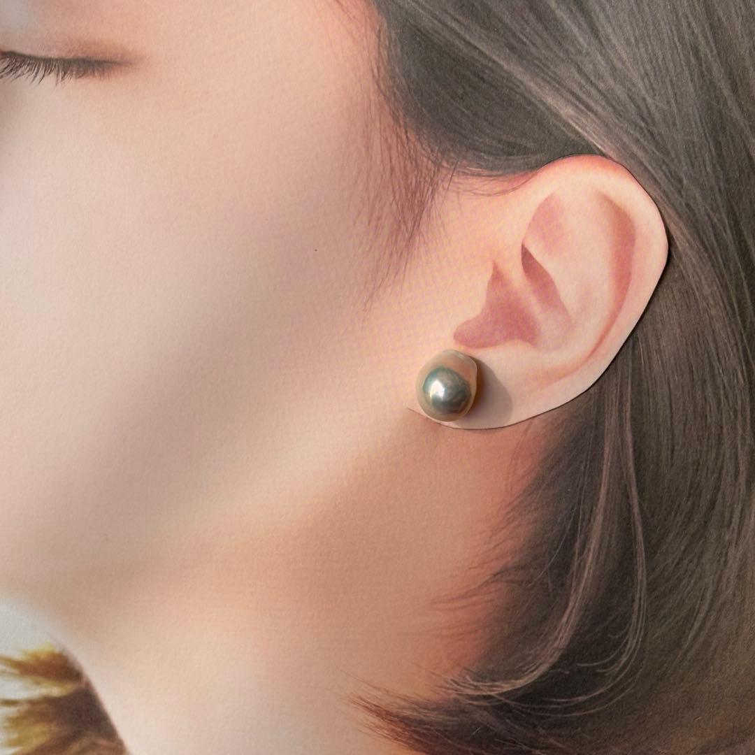 バロックパールピアスメタリックドロップ