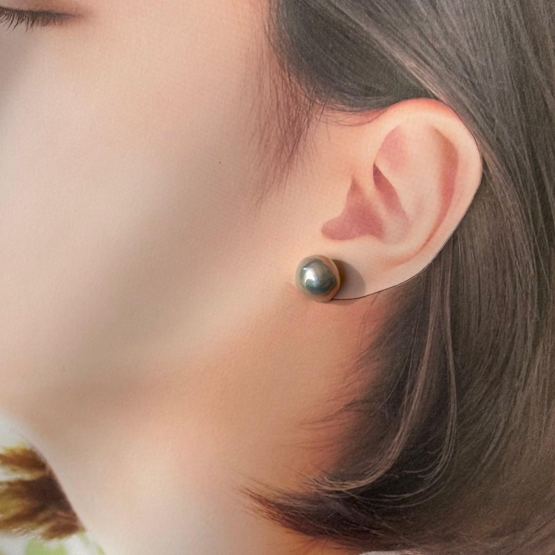 バロックパールピアスメタリックドロップ