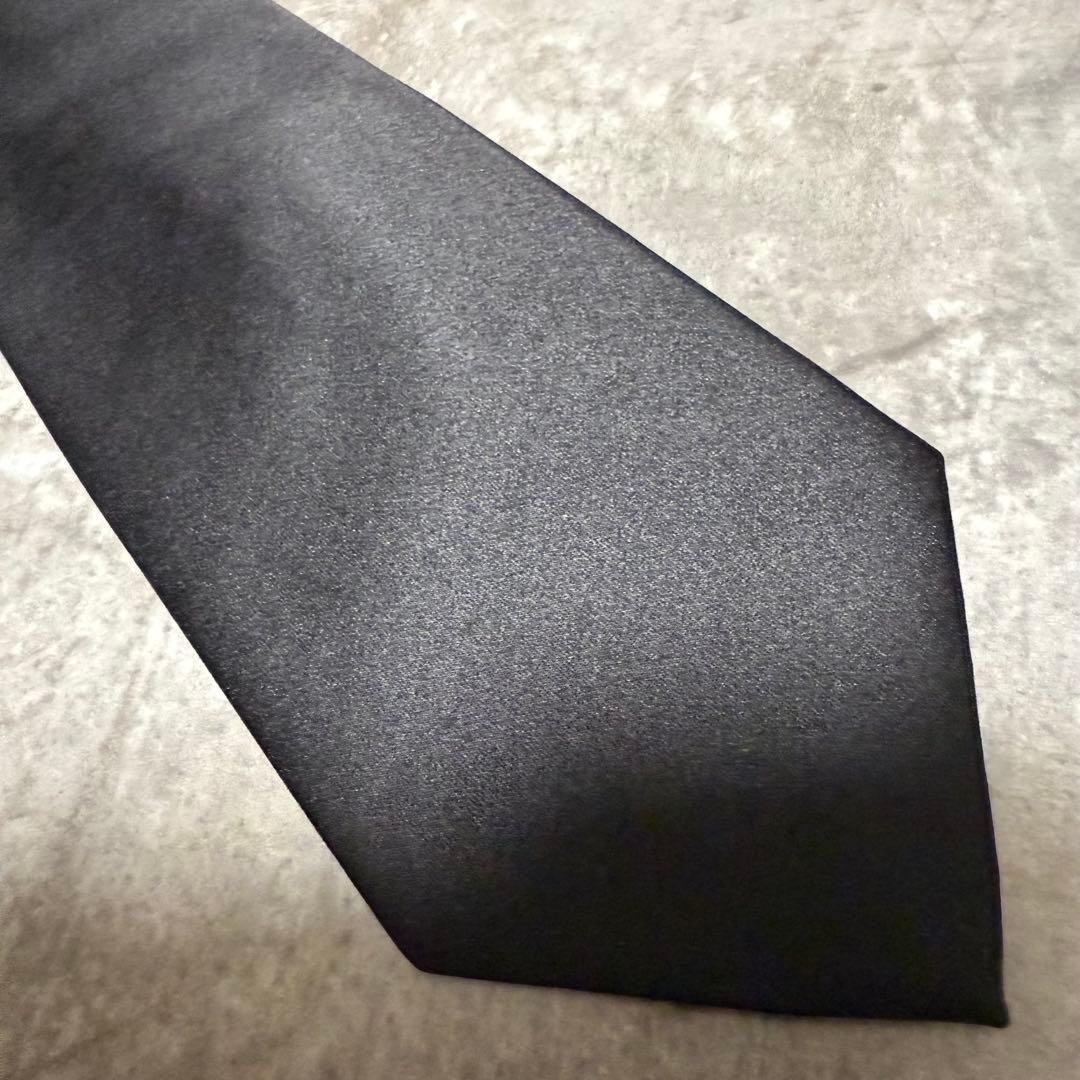 【✨極美品✨】Dunhill ダンヒル ネクタイ ソリッド 無地 光沢 ブラック