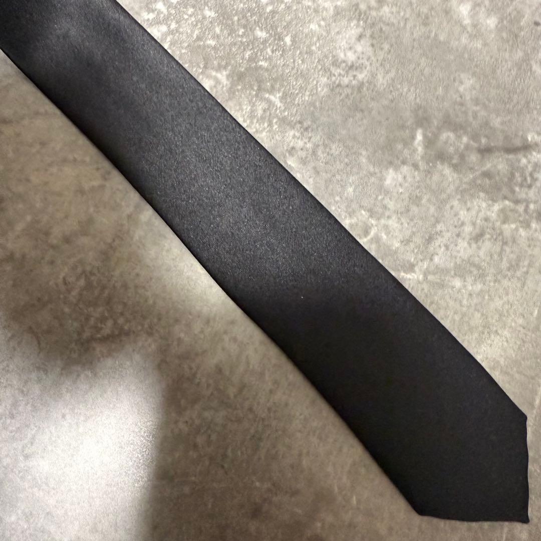 【✨極美品✨】Dunhill ダンヒル ネクタイ ソリッド 無地 光沢 ブラック
