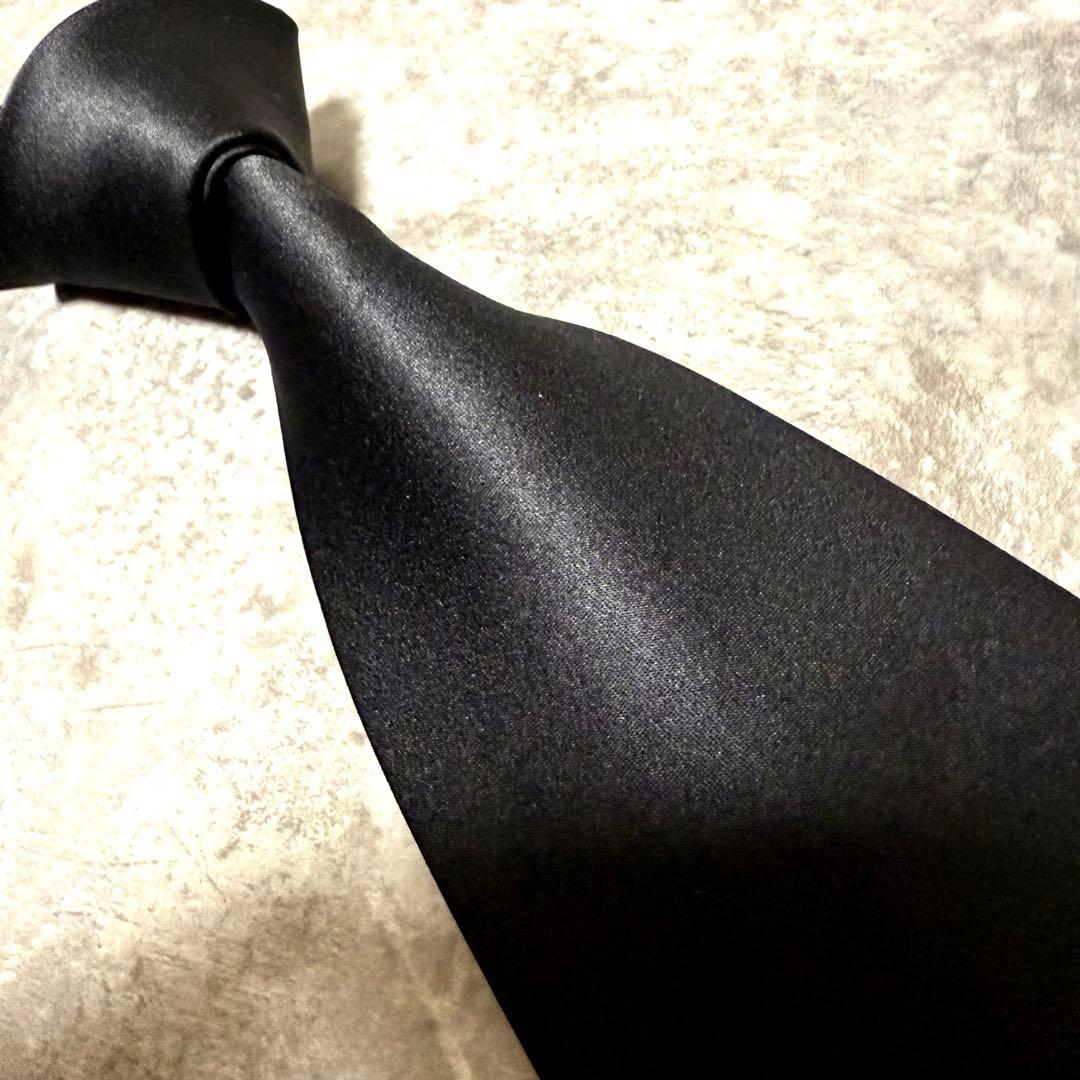 【✨極美品✨】Dunhill ダンヒル ネクタイ ソリッド 無地 光沢 ブラック