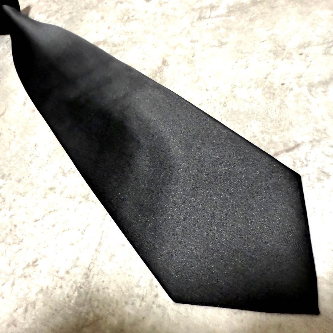 【✨極美品✨】Dunhill ダンヒル ネクタイ ソリッド 無地 光沢 ブラック