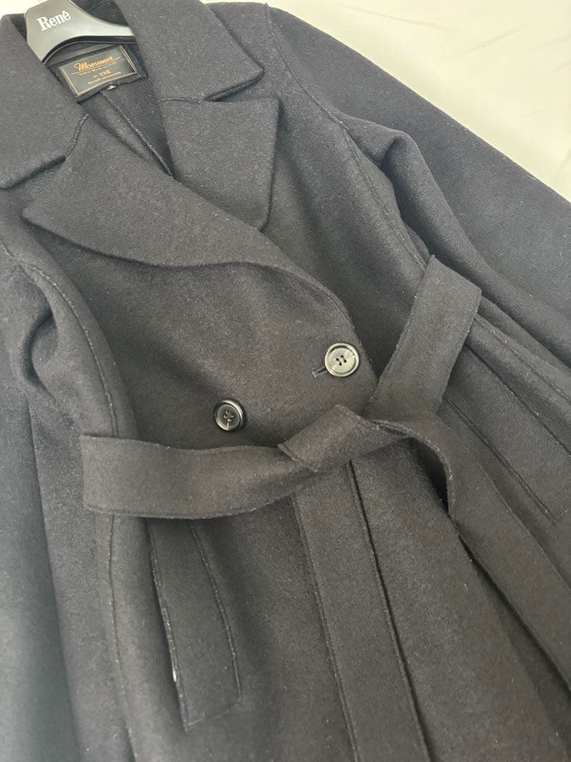 希少 23区 Moessmer ダブルチェスターコート ベルト リバー M 黒