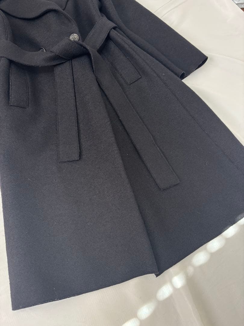 希少 23区 Moessmer ダブルチェスターコート ベルト リバー M 黒