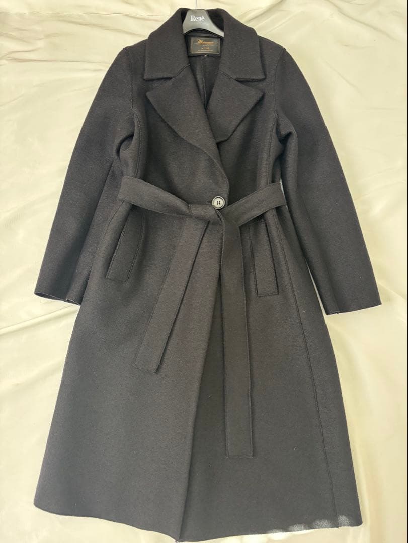 希少 23区 Moessmer ダブルチェスターコート ベルト リバー M 黒