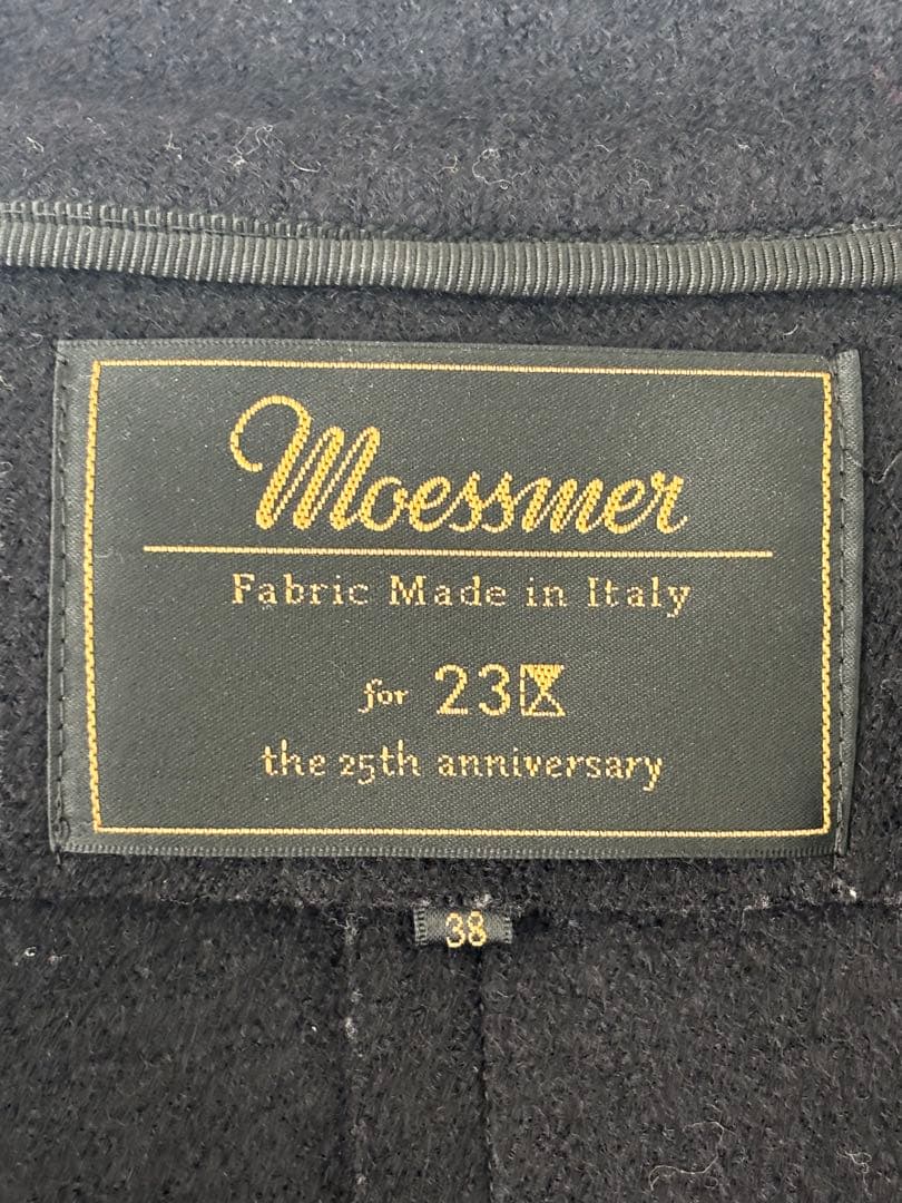 希少 23区 Moessmer ダブルチェスターコート ベルト リバー M 黒