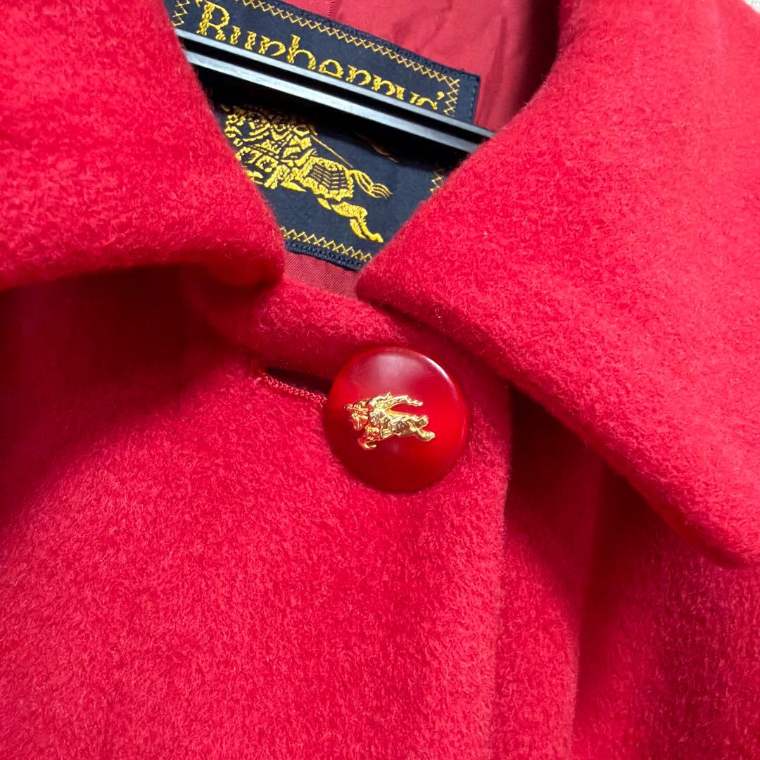 BURBERRY バーバリー アンゴラ100％ 赤色 金ボタン 比翼コート