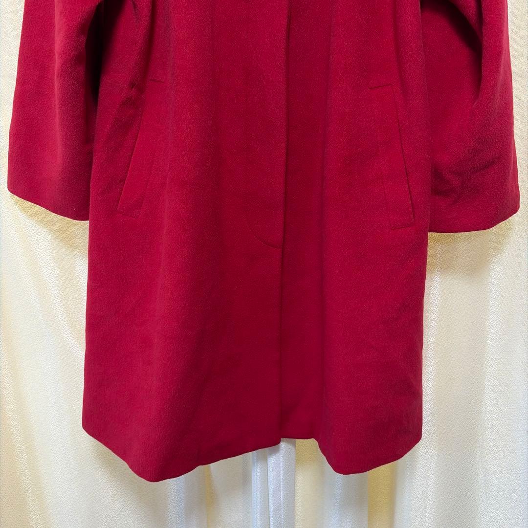 BURBERRY バーバリー アンゴラ100％ 赤色 金ボタン 比翼コート