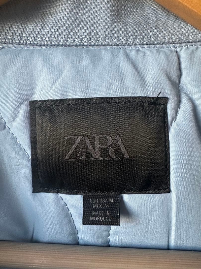ZARA 今期　コントラストカラーパフジャケット　空色　M