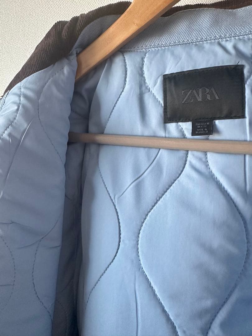 ZARA 今期　コントラストカラーパフジャケット　空色　M