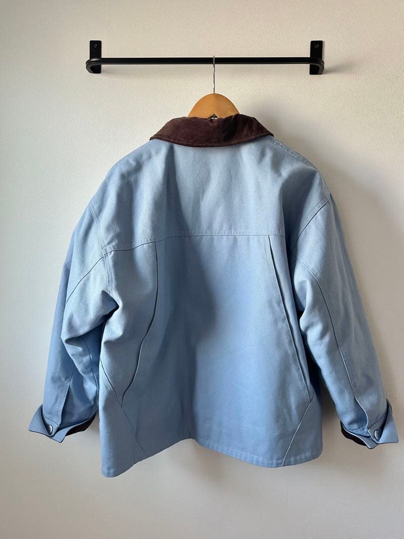 ZARA 今期　コントラストカラーパフジャケット　空色　M