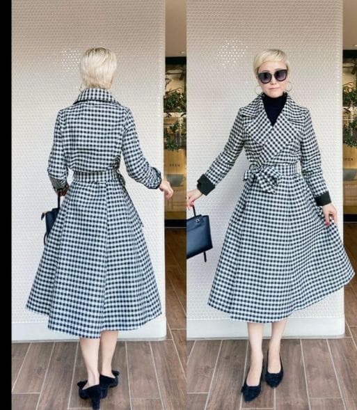 ★JENNEジェンヌ★ギンガムチェック・ロングトレンチコート撥水素材Mサイズ