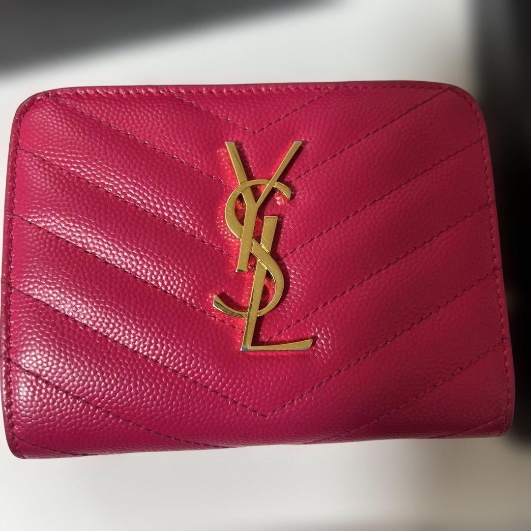 SAINT LAURENT ピンク 二つ折り財布