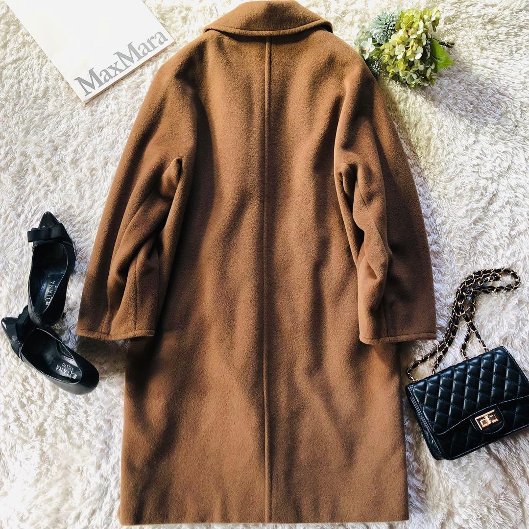 未使用✨マックスマーラ ロングコート 女優襟 ダブル 銀タグ キャメル 38