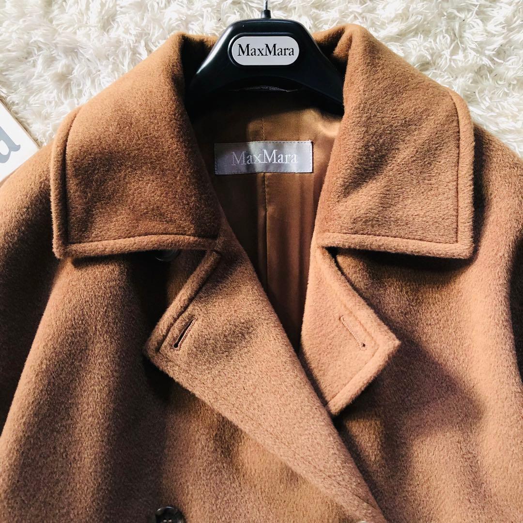 未使用✨マックスマーラ ロングコート 女優襟 ダブル 銀タグ キャメル 38