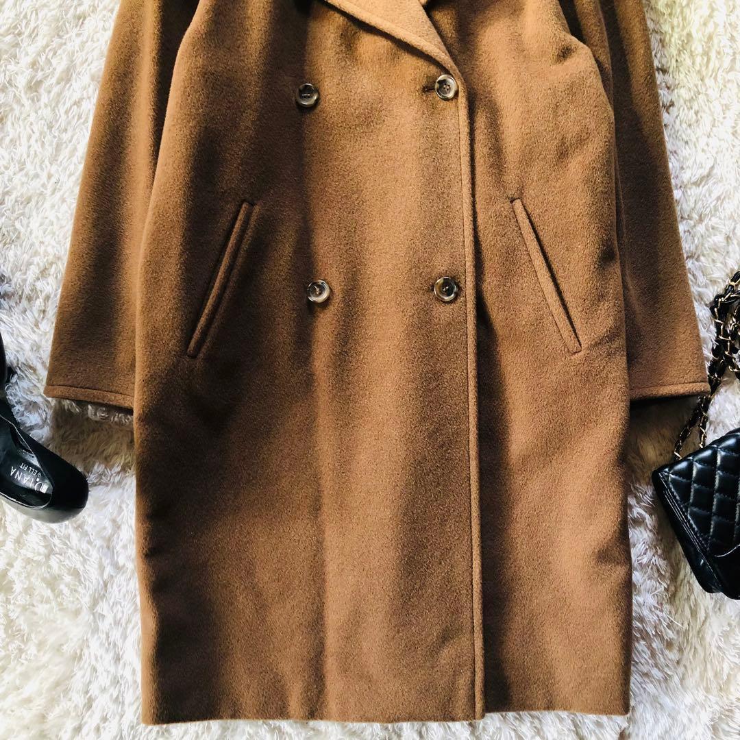 未使用✨マックスマーラ ロングコート 女優襟 ダブル 銀タグ キャメル 38