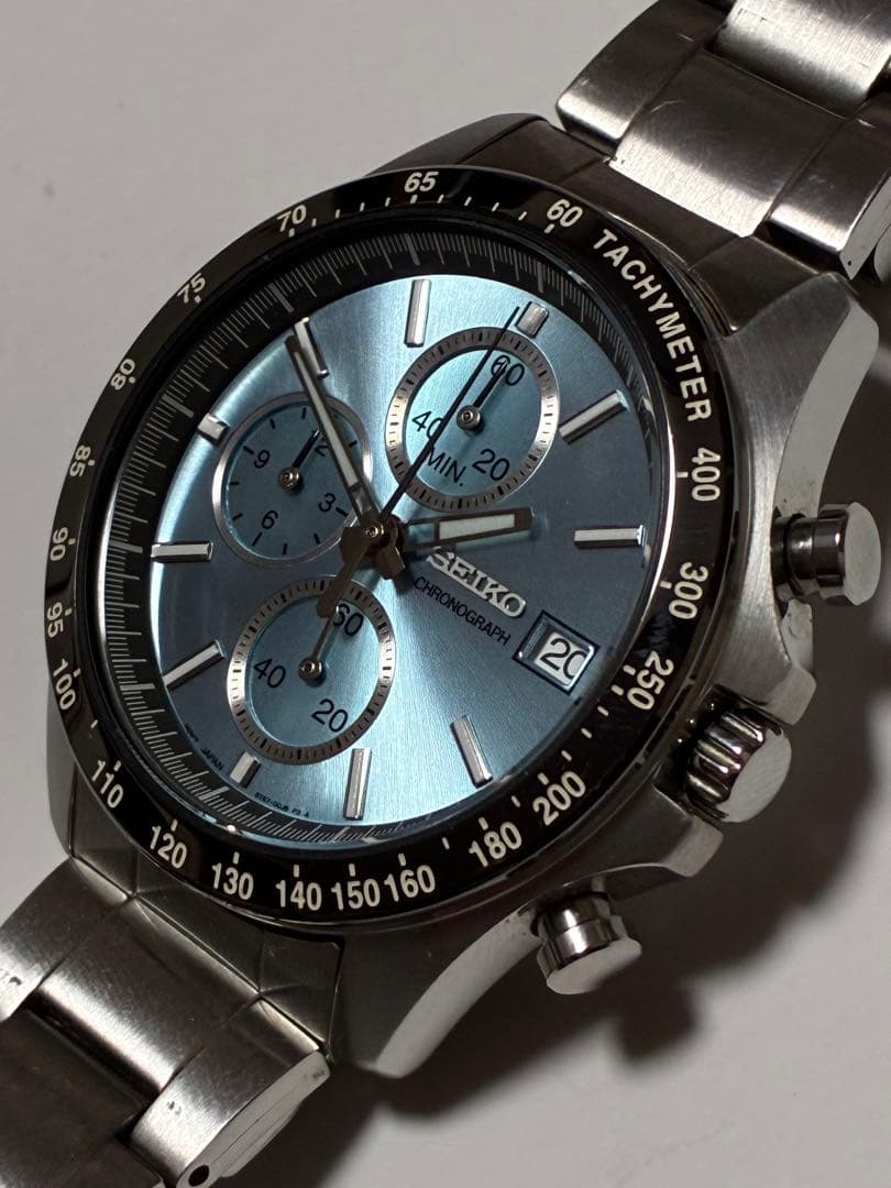 セイコー　スカイブルー　クロノグラフ　メンズ腕時計