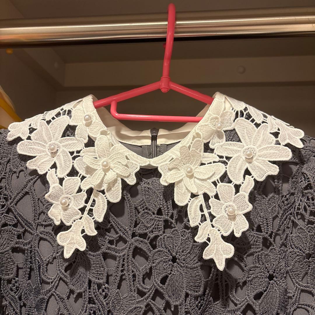 LEJA 花柄レースカラースパンコールAラインワンピース