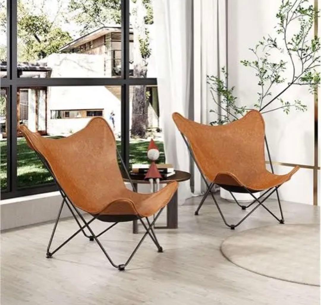 値下げ！折りたたみチェア　レザー調　バタフライチェア　アウトドア キャンプ