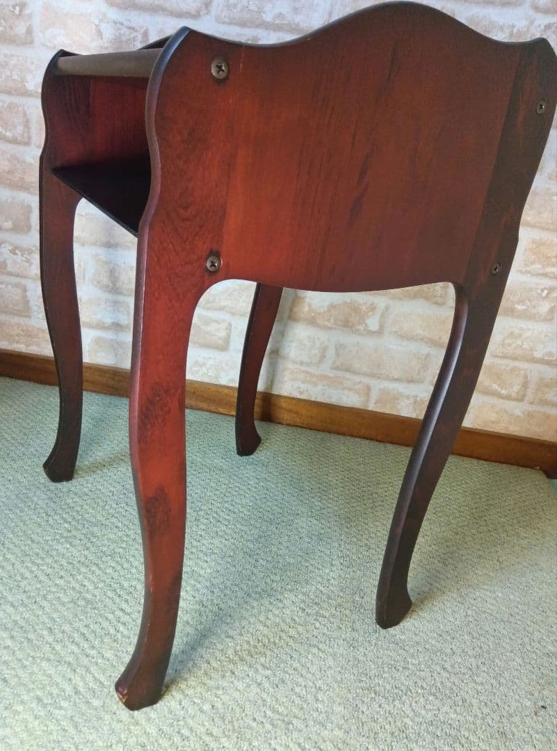 アンティーク調/猫脚　花台電話台飾り台　ブラウン　家具中古43×36×高63cm